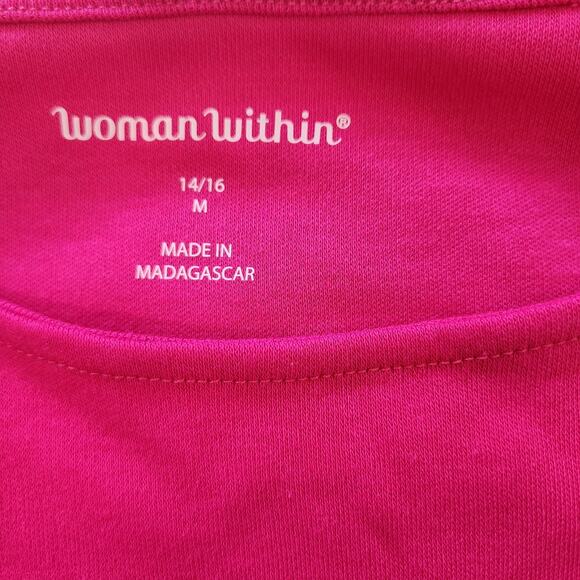 Woman Within Plus Size Cut-Out Sleeve Tunic Raspberry Sorbet 14/16 Round Hem - Picture 11 of 11